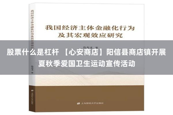 股票什么是杠杆 【心安商店】阳信县商店镇开展夏秋季爱国卫生运动宣传活动