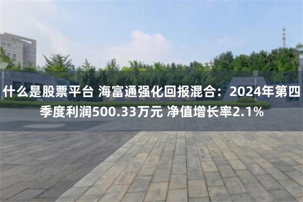 什么是股票平台 海富通强化回报混合：2024年第四季度利润500.33万元 净值增长率2.1%